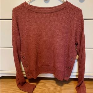Dusty Rose Sweater With Side Snaps